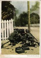 Második világháborús német katonai lap. Német páncélosvadászok ellenséges oszlopok megsemmisítésénél. E. Grimm haditudósító felvétele. Carl Werner / WWII German military (EB)