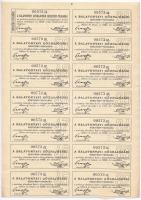 Budapest 1891. "Balatontavi Gőzhajózási Részvény -Társaság" részvénye 200Ft-ról szelvények...