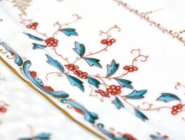 Herendi Tupini Corne d'Abondance (TCA) bőségszaru / mintás porcelán tál, kézzel festett, jelzet...