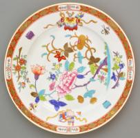 Herendi Shanghai (SH) mintás porcelán tál, kézzel festett, jelzett, minimális gyártási mázhibával / Hand painted porcelain d:25,5 cm