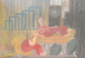 Zemplényi jelzéssel: Várakozók. Pasztell, papír. üvegezett fa keretben. 40x58,5 cm