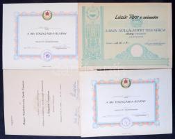 10db okmány kitüntetésekhez a szocialista időszakból, viselési sorrend, "BM Törzsgárda-jelvény", "A Haza Szolgálatáért Érdemérem arany fokozata" adományozói okiratok