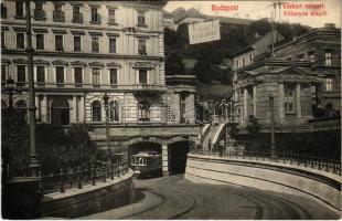 1911 Budapest I. Várkert rakpart, villanyos alagút, villamos, Tilos az átjárás tábla