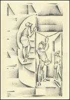 Molnár C. Pál (1894-1981): Fel a lépcsőn. Kis szériás ofszet, papír, 30×21 cm