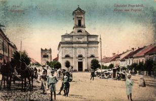 Poprád main square with church