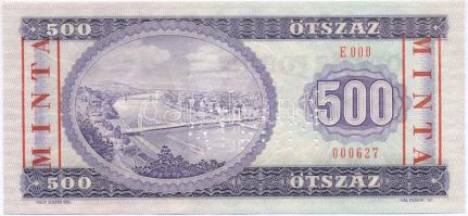1980. 500Ft "E000 000627" sorozat és sorszámmal, piros "MINTA" felülnyomással és...