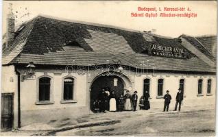1911 Budapest I. Tabán, Albecker Antal veje Schreil Győző vendéglője, Kereszt tér 4.