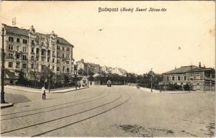 1917 Budapest I. Buda, Szent János tér (ma Krisztina körút), villamos. Stark Ferenc kiadása (EK)