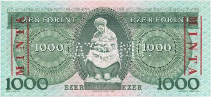 1993. 1000Ft "E 00000145" sorszámmal, piros "MINTA" felülnyomással és perforáció...