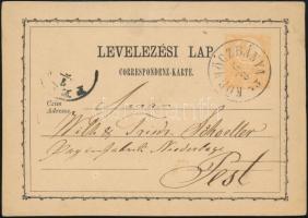 1873 2kr díjjegyes levelezőlap / PS-card "KÖRMÖCZBÁNYA"