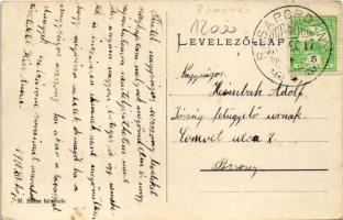 1916 Nagygalambfalva, Golumba Mare, Porumbenii Mari; Református templom és tér, utca, Rákóczi cserfá...