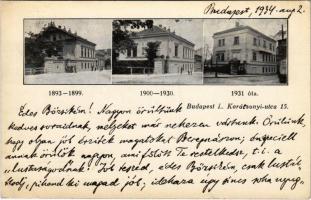 1934 Budapest I. Karácsonyi utca 15. szám alatti épület 1893-1899 és 1900-1930 között és 1931 óta (mai Kuny Domokos utca) (EK)