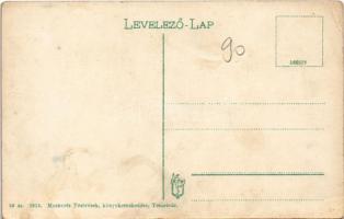 Temesvár, Timisoara; Erzsébetváros és Béga part. magyar zászlós keret / river bank. Hungarian flag f...