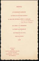 1934 Bp., Szent Gellért Hotel Gundel éttermének francia nyelvű étlapja