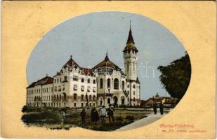 1911 Marosvásárhely, Targu Mures; Városháza, távolban a zsinagóga. Révész Béla kiadása / town hall, synagogue in the background (EK)