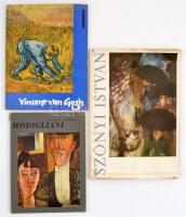 3 db művészeti katalógus: Modigliani, Vincent van Gogh, Szőnyi István. Kiadói papírkötés, kopottas állapotban.