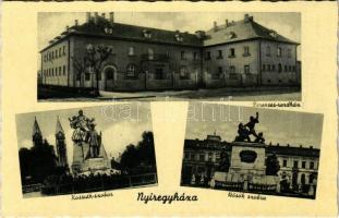 Nyíregyháza, Kossuth szobor, Ferences-rendház, Hősök szobra
