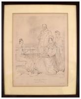 Dominique Ingres (1780-1867) után J. Chauvet: La famille Stamati. Heliogravűr, papír, jelzett nyomta...
