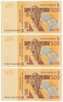 Nyugat-Afrika 2012. 500Fr (3x) sorszámkövetők T:I,I- West Africa 2012. 500 Francs (3x) sequential serials C:UNC,AU