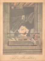 Augustin de Saint-Aubin (1736-1807): La savoneuse (erotikus metszet). Színes akvatinta, papír, jelzett nyomtatva a metszeten. Üvegezett fa keretben, 22,5×17 cm