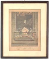 Augustin de Saint-Aubin (1736-1807): La savoneuse (erotikus metszet). Színes akvatinta, papír, jelze...