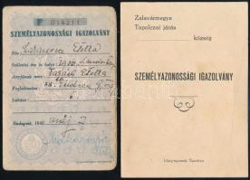 cca 1945 2 db személyazonossági igazolvány, egyik kitöltetlen, tejárusító részére