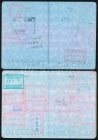 1997-2000 2 db Magyar Köztársaság által kiállított útlevél, sok pecséttel (osztrák, román, finn, gör...