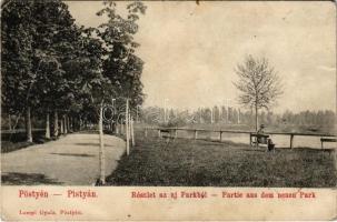 1907 Pöstyén, Piestany; részlet az új parkból. Lampl Gyula kiadása / Partie aus dem neuen Park / new park (EB)