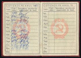 1980 Román Kommunista Párt fényképes tagsági könyv