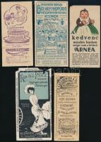 5 db számolócédula: Ovomaltine, Kovald Péter és fia, Arnea stb.