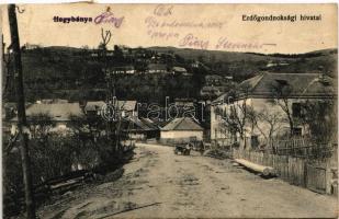 Hegybánya, Pjerg, Piarg, Siegelsberg, Stiavnické Bane (Selmecbánya); Erdőgondnoksági hivatal. Grohmann kiadása / forestry office, street view (r)