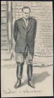 Jelzés nélkül: Szálasi Ferenc a táborban. Ceruzarajz. 12x7 cm