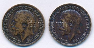 Nagy-Britannia 1916-1918. 1f Br "V. György" (2xklf)  T:2  Great Britain 1916-1918.. 1 Farthing Br "George V" (2xdiff) C:XF  Krause KM#808.1