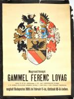 1909 Gammel Ferenc lovag kézzel festett hatotti címere. Szélén beszakadásokkal. 60x90 cm