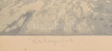 Szennik György (1923-2007): Rákospatak. Rézkarc, papír, jelzett, üvegezett fa keretben, 19,5×28,5 cm