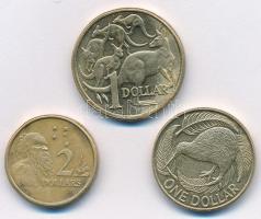 Vegyes: Ausztrália 1984. 1$ Ni-Al-Br + 1993. 2$ Al-Br + Új-Zéland 1990. 1$ Al-Br T:1-,2 Mixed: Australia 1984. 1 Dollar Ni-Al-Br + 1993. 2 Dollars Al-Br + New Zealand 1990. 1 Dollar Al-Br C:AU,XF