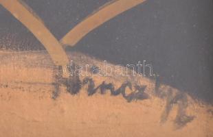 Hincz Gy jelzéssel: Alakok. Vegyes technika, karton. Sérült és javított üvegezett fa keretben. 32×46...