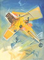 Kondor Béla jelzéssel: Álom a repülésről. Akvarell, karton. Fa keretben. 49×37 cm
