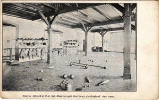 Budapest XIII. Margitsziget, Magyar Athletikai Club Sporttelep clubházának a vívó terme, belső