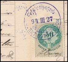 1894 Szentgotthárd, hiteles kiadvány 50kr okmánybélyeggel