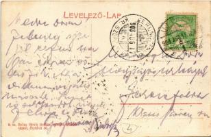 1908 Budapest IV. Újpest, villamos végállomás, villamosok, hirdetőfal Singer reklámmal, szekér. Sell...