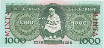 1996. 1000Ft "E 00000417" sorszámmal, piros "MINTA" felülnyomással és perforáció...