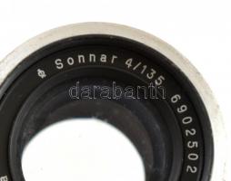Zeiss Sonnar 4/13,5 objektív Exakta bajonett zárral, tokjában / Vintage optics with case