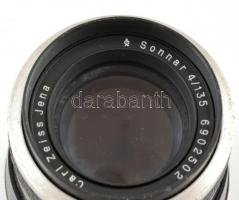 Zeiss Sonnar 4/13,5 objektív Exakta bajonett zárral, tokjában / Vintage optics with case