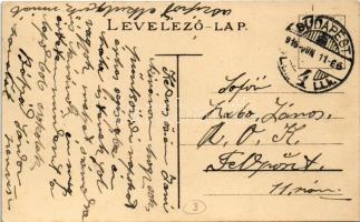 1916 Budapest XIII. Lipót körút, Vígszínház. Magyar zászlós címeres szecessziós keret, Art Nouveau