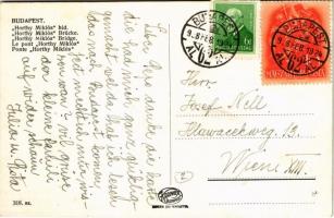 1928 Budapest IX. Boráros tér, Horthy Miklós híd (Petőfi híd), Elevátor ház, gyalogos átjáróhíd a va...