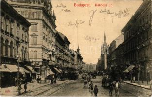 1910 Budapest VII. Rákóczi út, Metropole szálloda, villamosok, lovaskocsi, Keleti pályaudvar. Taussig A. 6676.