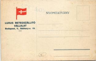 Budapest V. Luxus Betegszállító Vállalat autója, reklám. Báthory utca 19