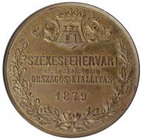 1879. "Székesfehérvári Országos Kiállítás" aranyozott Br emlékérem (39,61g/50mm) T:1-,2 tö...