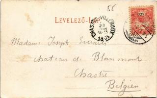 1905 Pöstyén, Piestany; Fő tér, templom. Lampl Gyula kiadása / Hauptplatz / main square, church (kis...